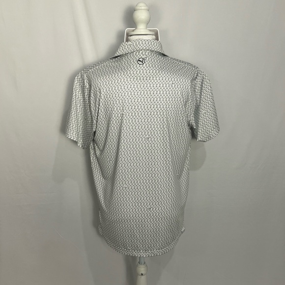 Puma Men's White Polo with Teal Collar Accents - Picture 8 of 12